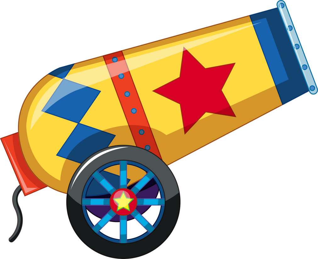 Red and yellow circus confetti canon